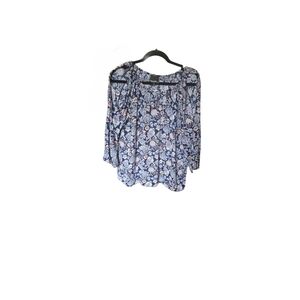 Cynthia Rowley blue floral arm cut out top sz XL